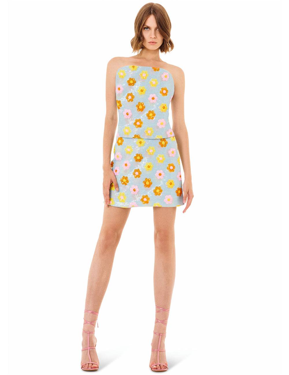 Jijil Gonna con paillettes e fiori