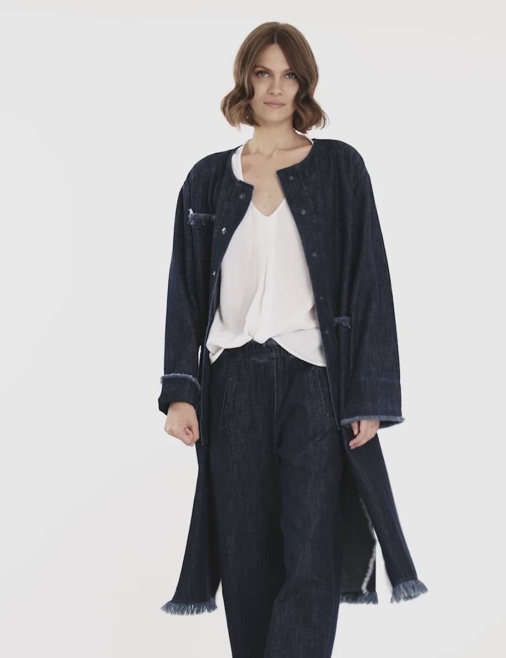 Jijil Pantalone In Denim Con Fondo Sfrangiato