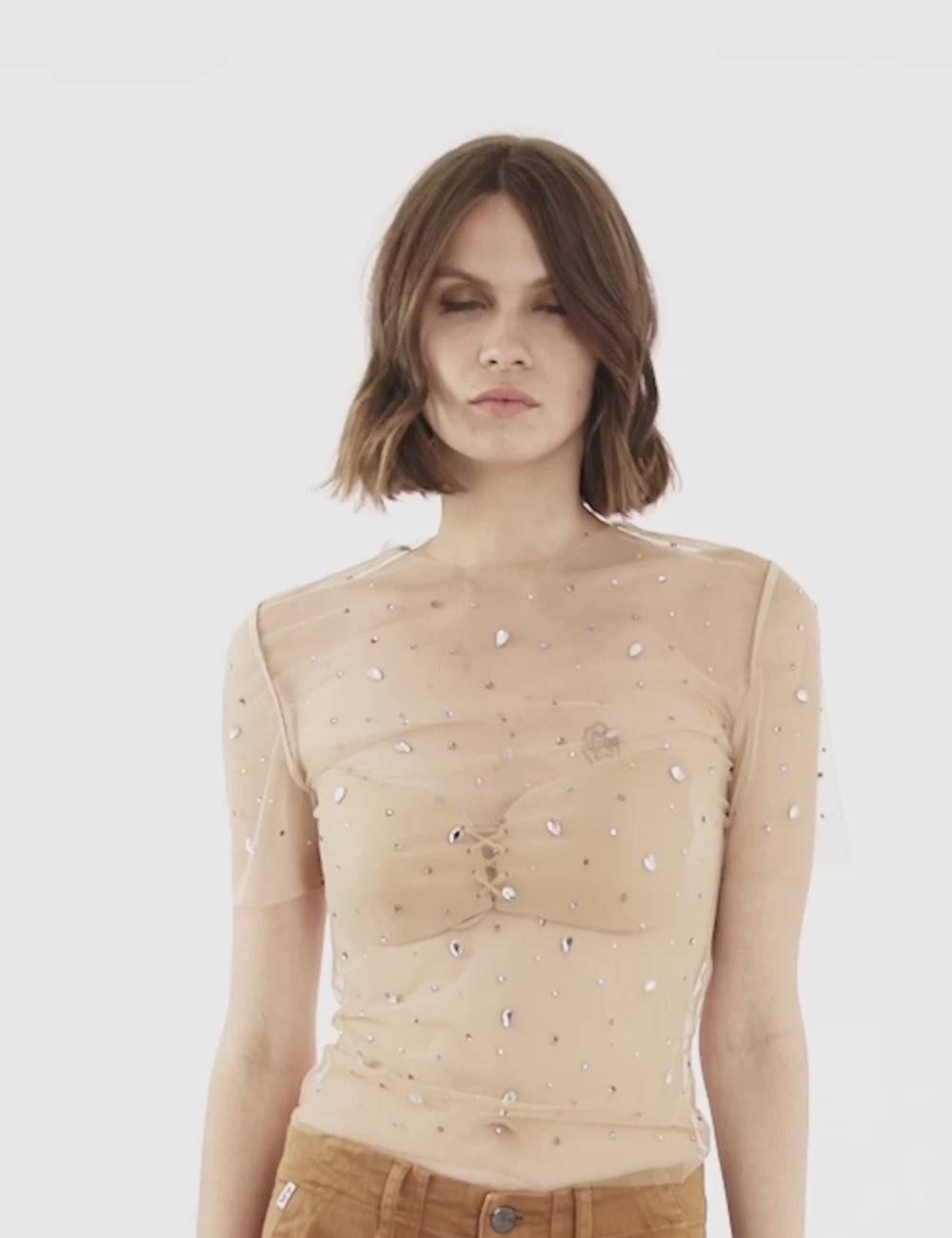 Jijil T-shirt Trasparente Con Strass