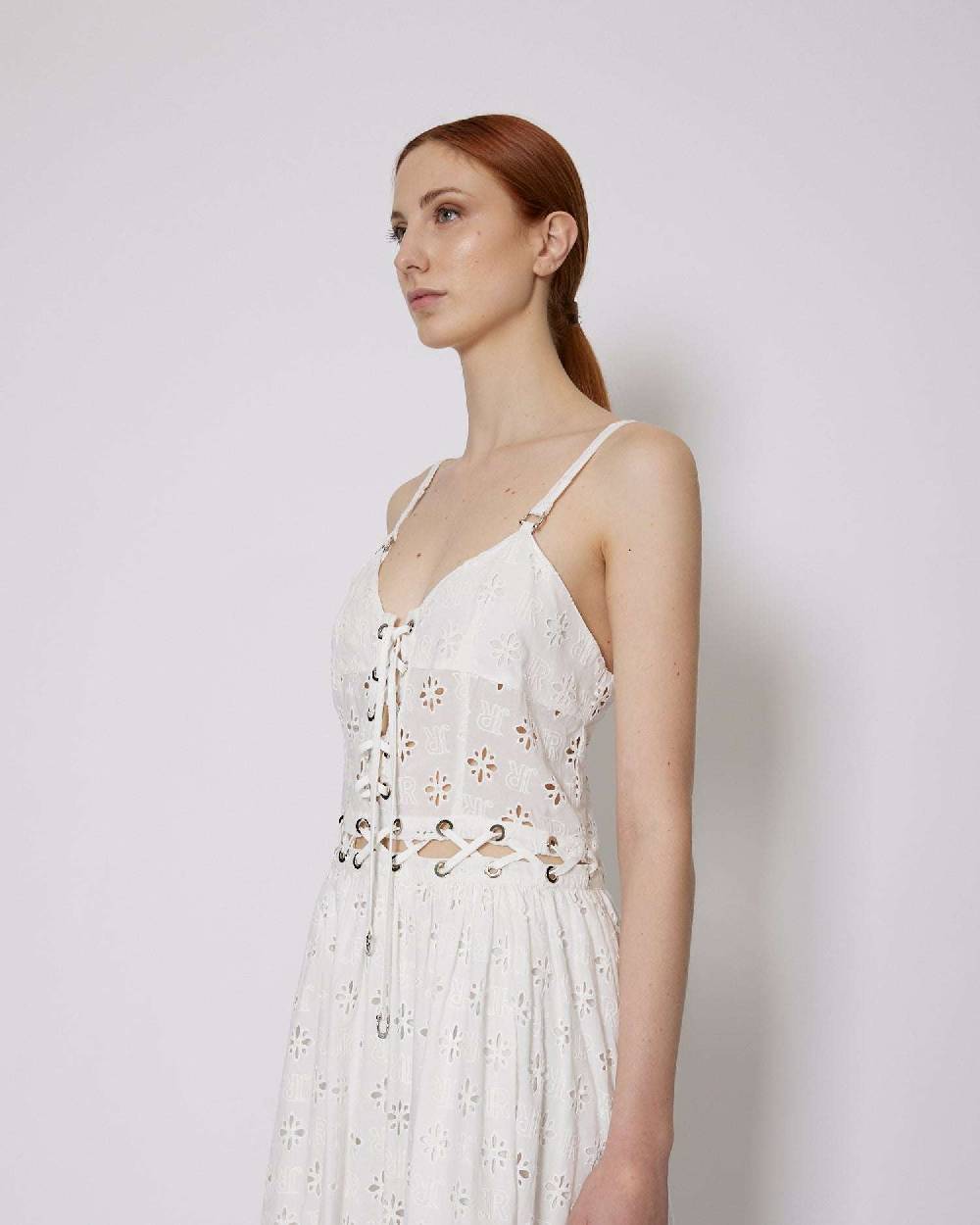 John Richmond Abito Lungo Cut Out Con Trama Floreale