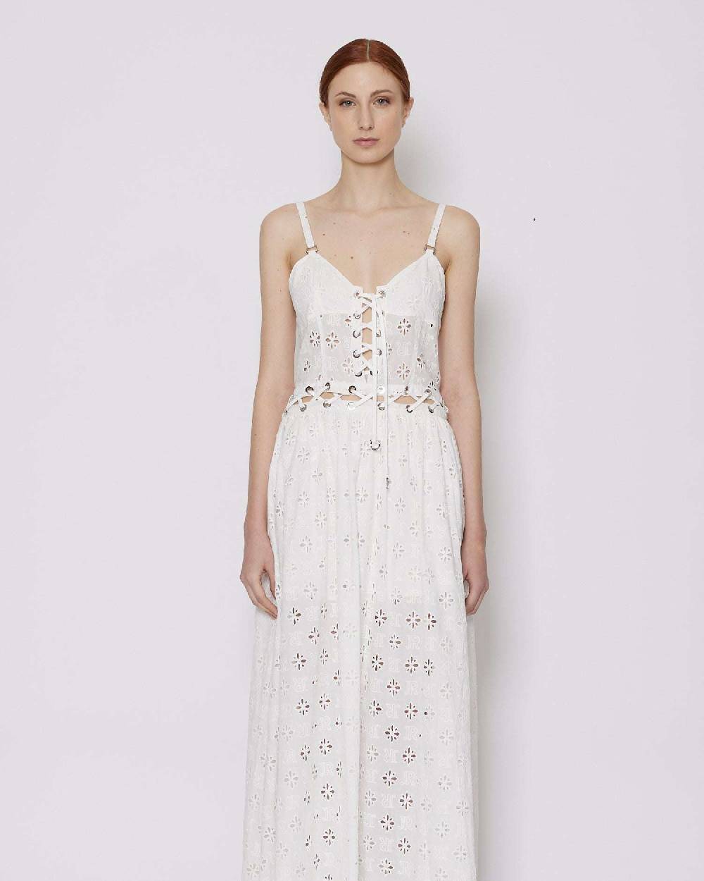 John Richmond Abito Lungo Cut Out Con Trama Floreale