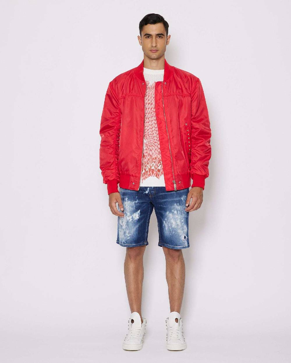 John Richmond Bermuda in denim con lacerazioni effetto used