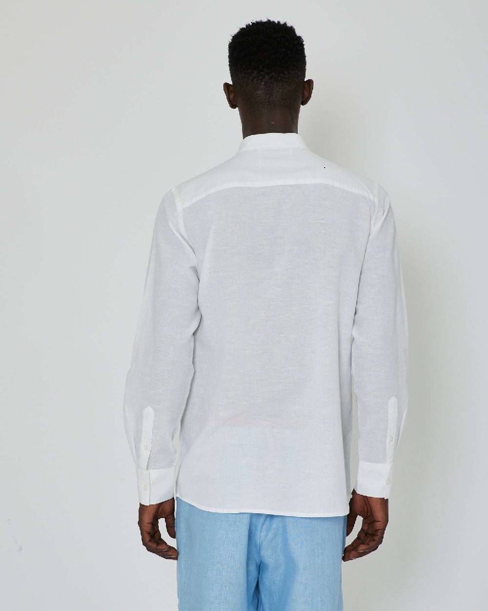 John Richmond Camicia Basic In Lino Con Placca Metallica Sul Davanti