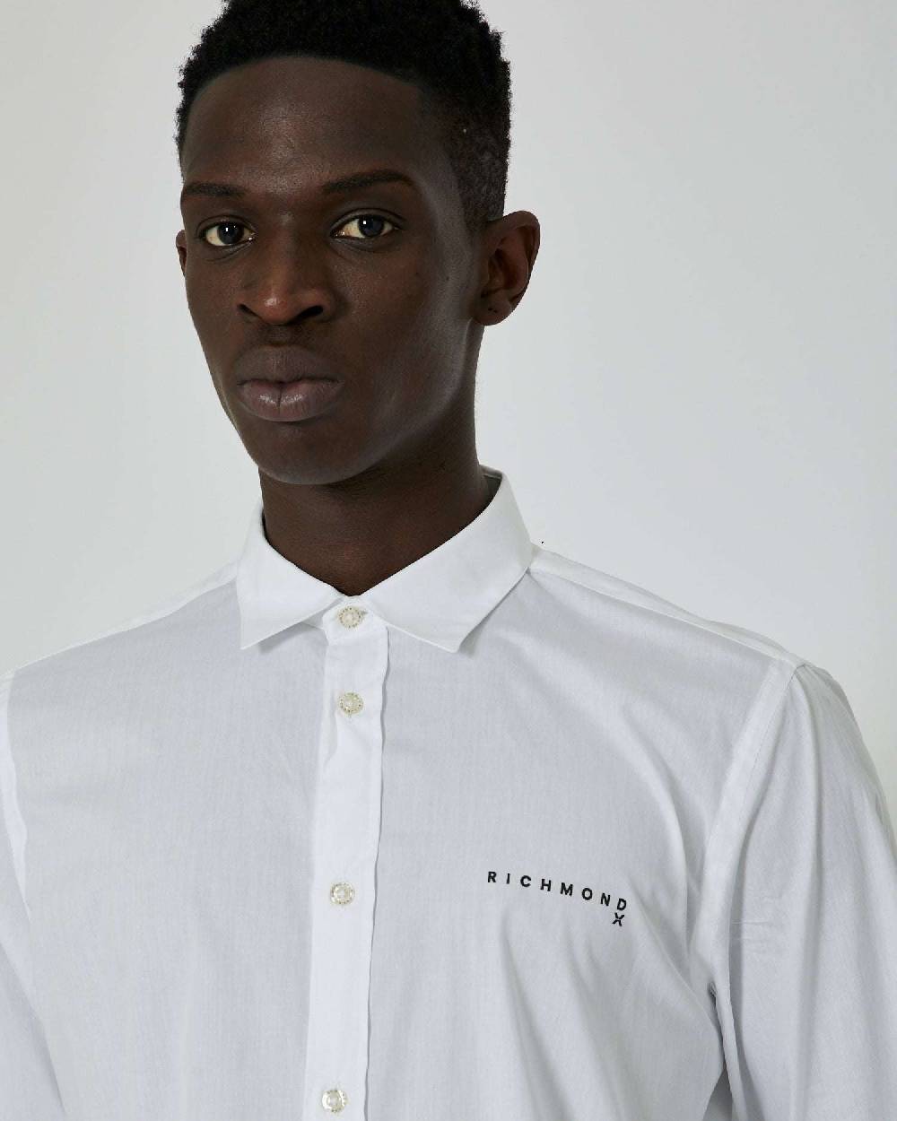 John Richmond Camicia Con Logo A Contrasto Sul Davanti