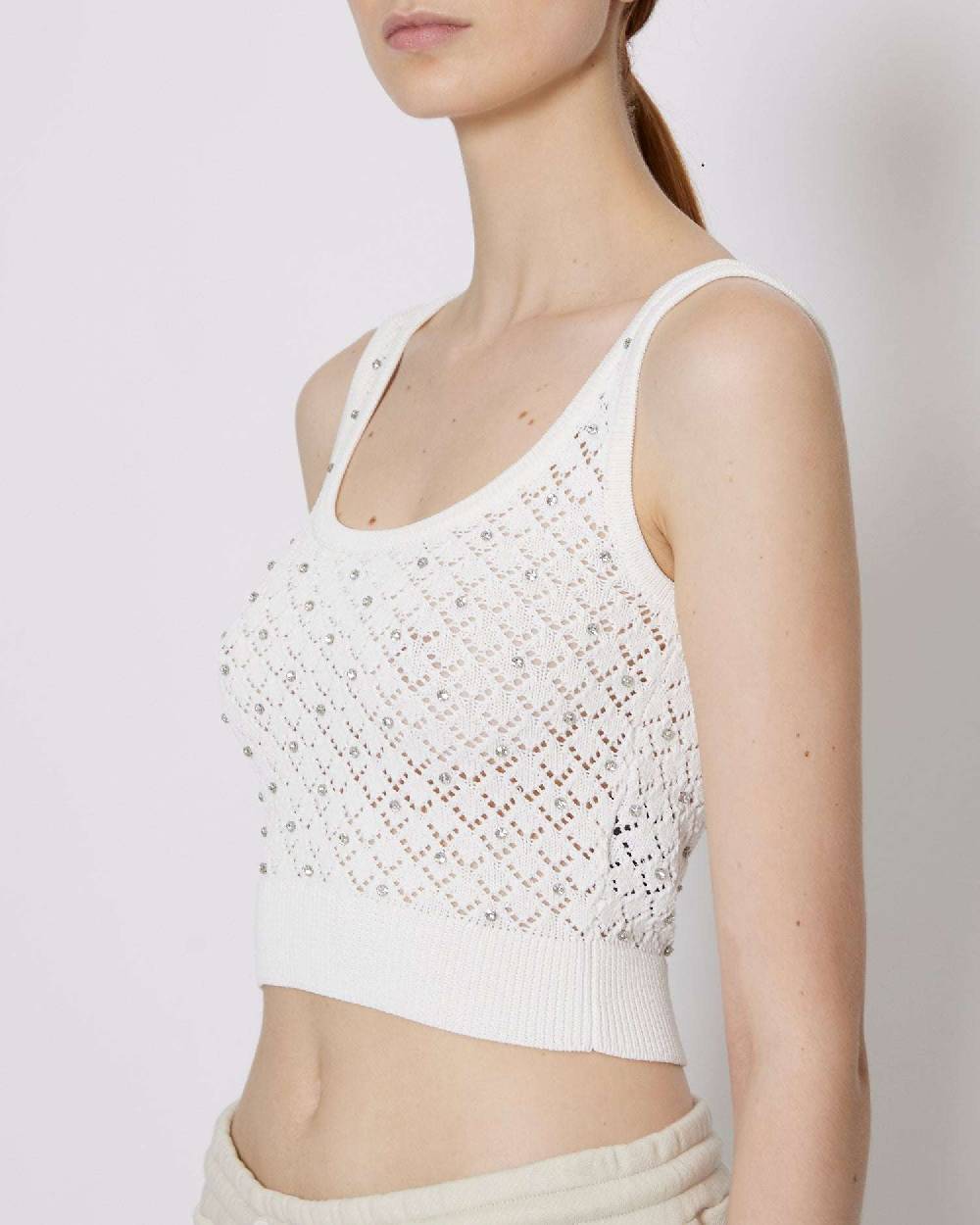 John Richmond Canotta Corta Con Ricamo Tone Sur Tone