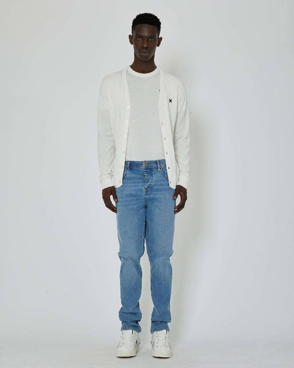 John Richmond Cardigan con logo a contrasto sul davanti e banda bicolor sul retro