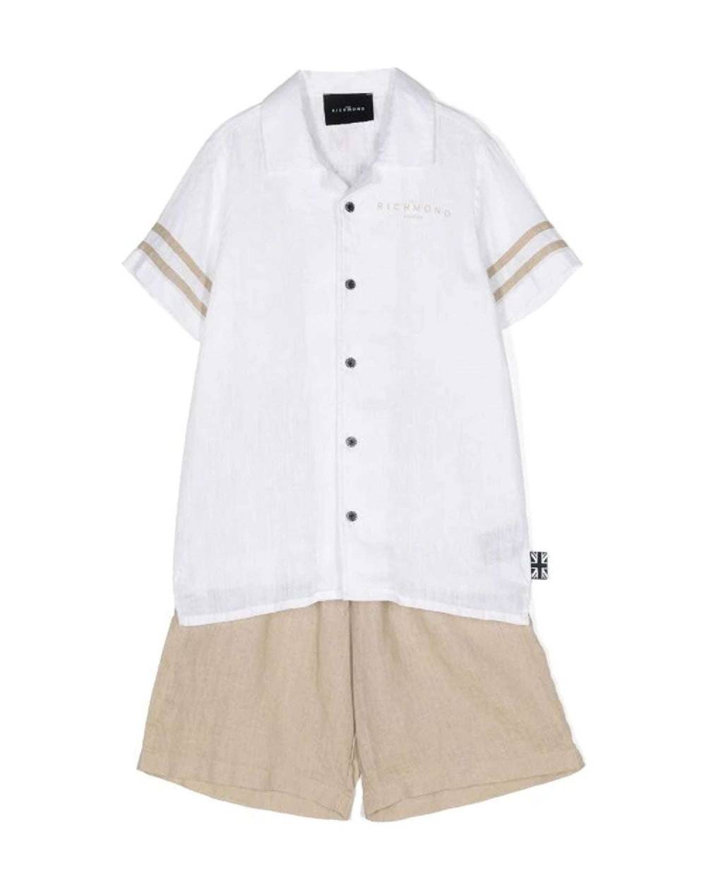 John Richmond kids Completo camicia con logo e bermuda