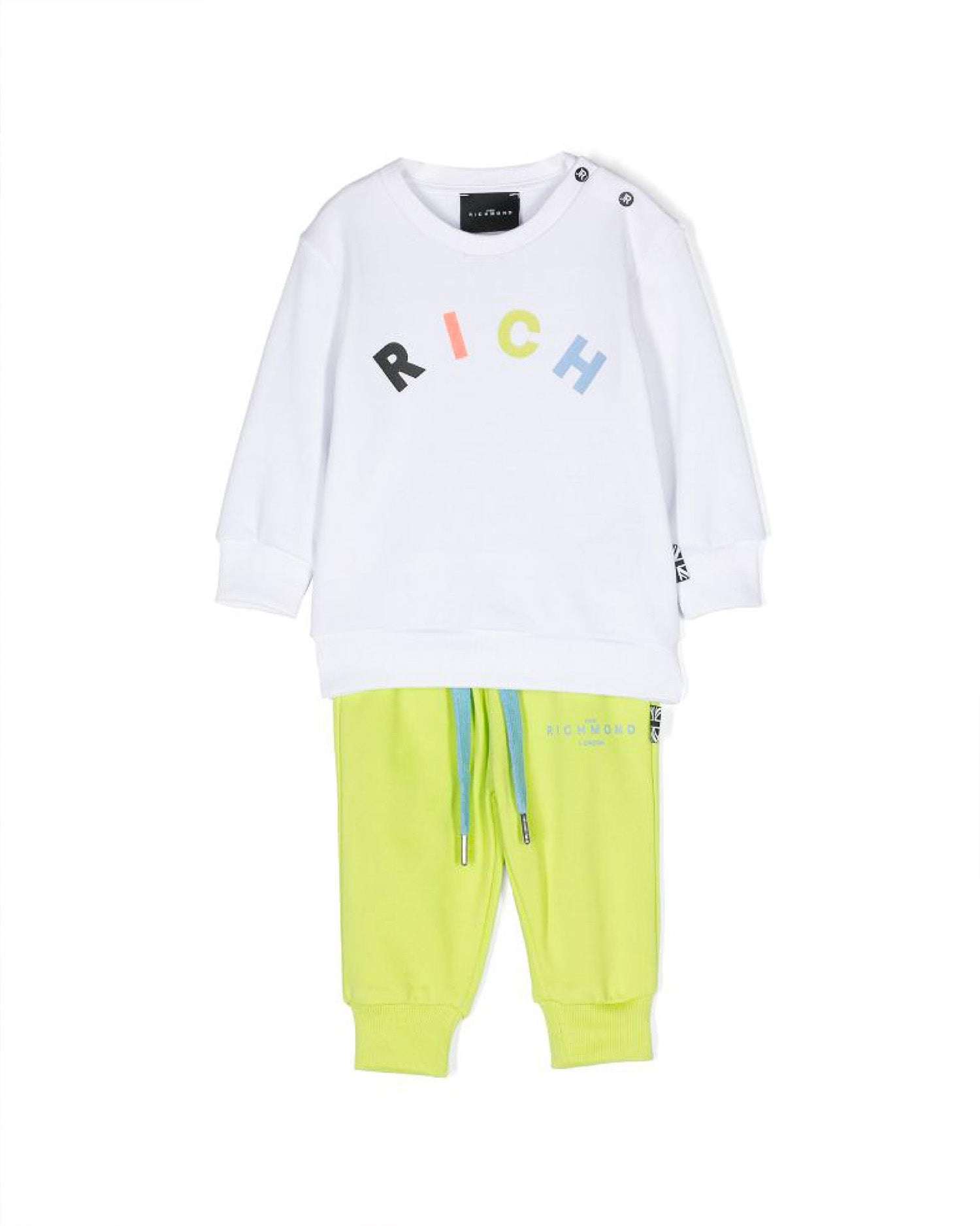 John Richmond kids Completo felpa logata e pantalone con logo