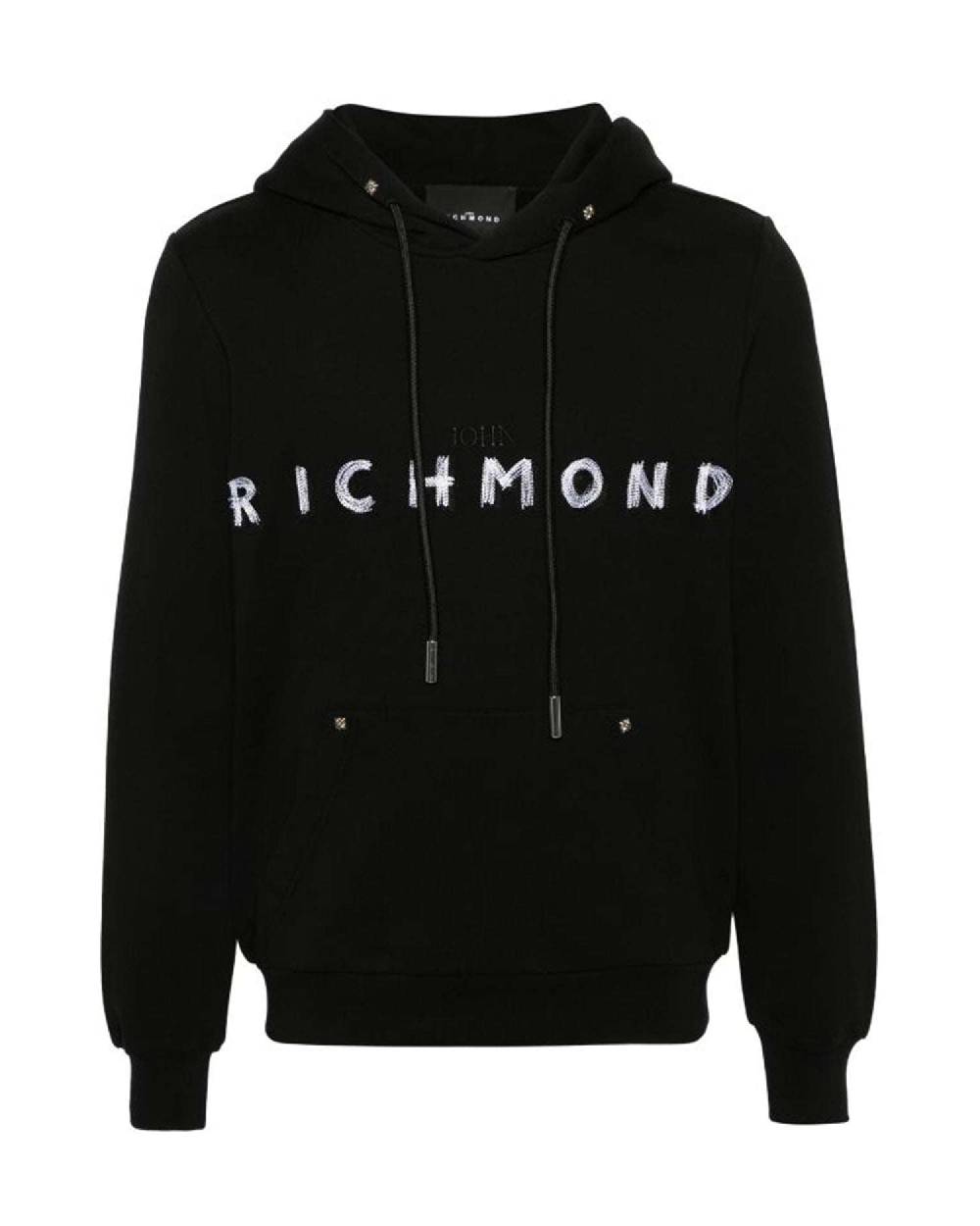 John Richmond Felpa Con Logo Sul Davanti A Contrasto