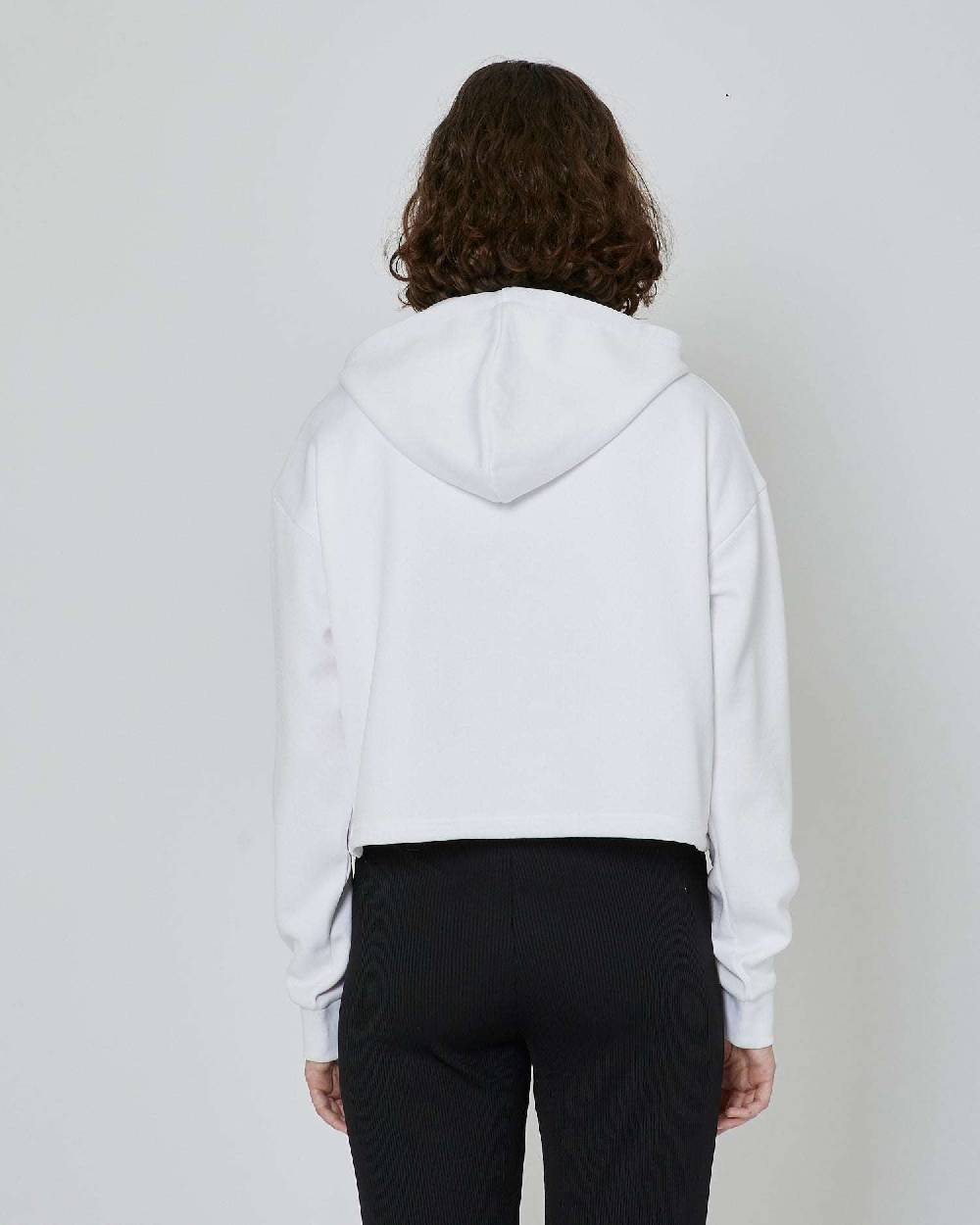 John Richmond Felpa Crop Con Cappuccio E Logo Ricamato Tone Sur Tone