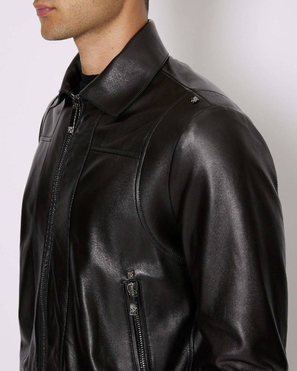 John Richmond Giacca In 100% Pelle Con Chiusura Con Zip