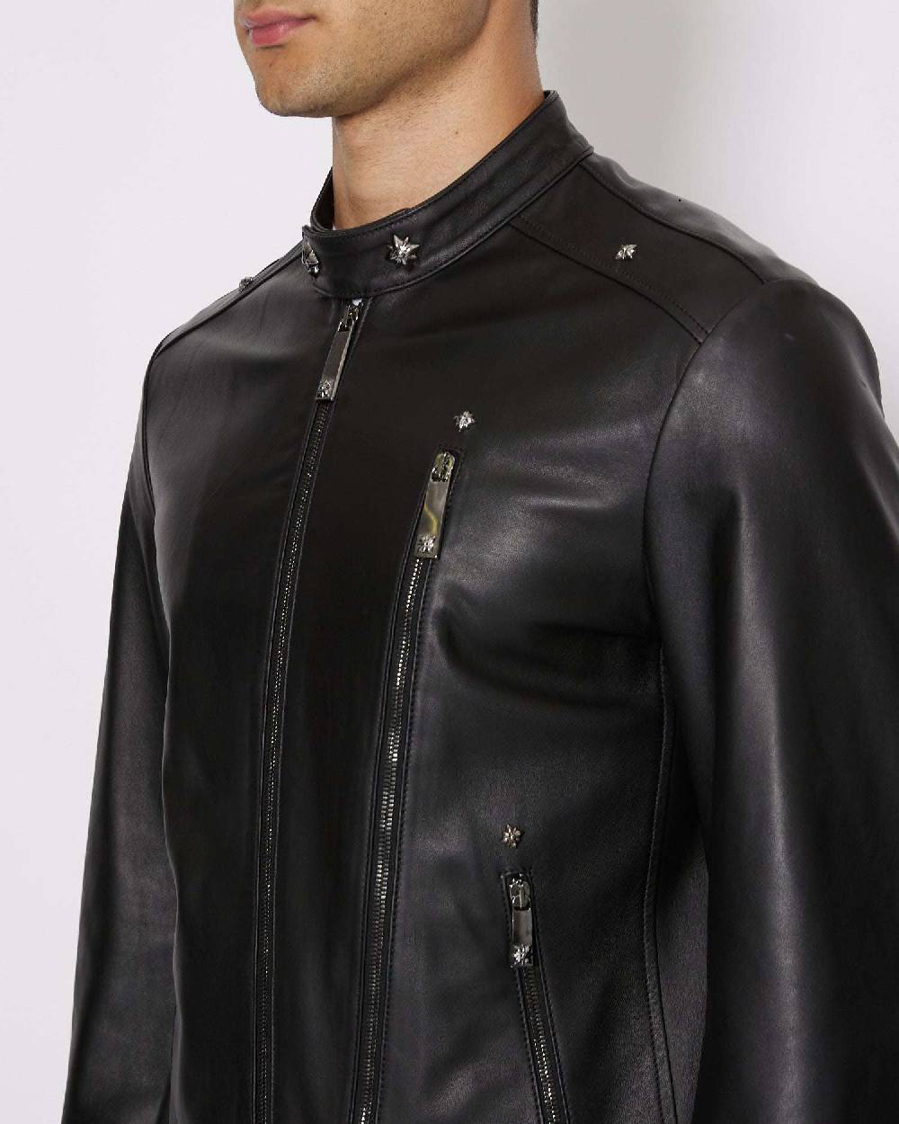 John Richmond Giacca In 100% Pelle Con Chiusura Con Zip