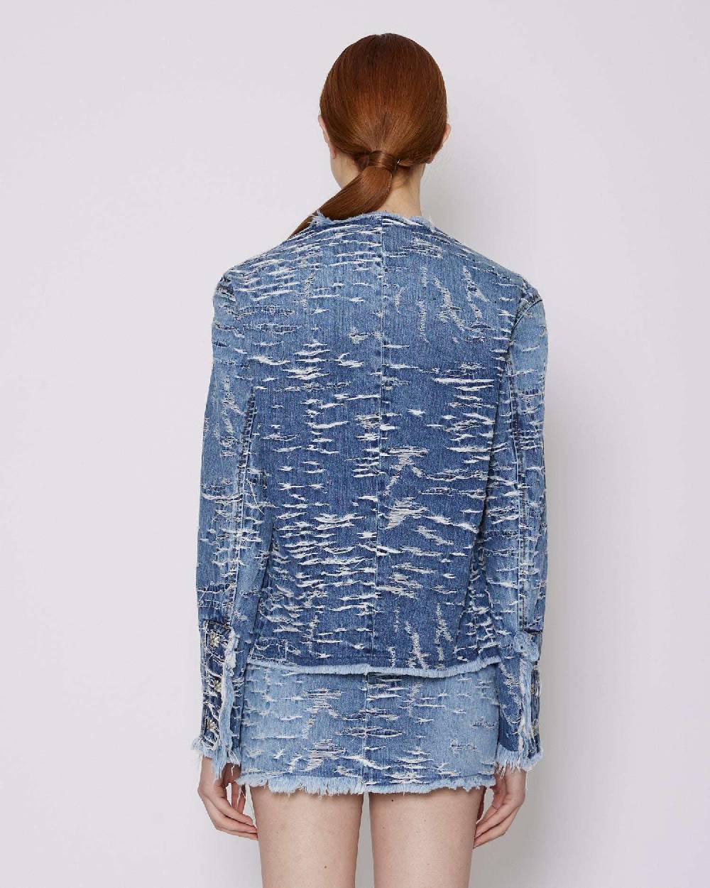 John Richmond Giacca In Denim Con Pattern Effetto Used