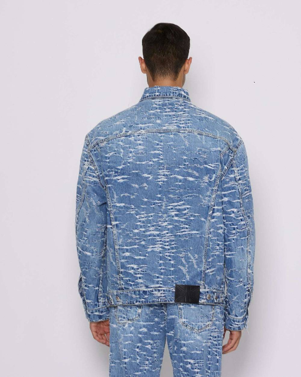 John Richmond Giacca In Denim Con Pattern Effetto Used