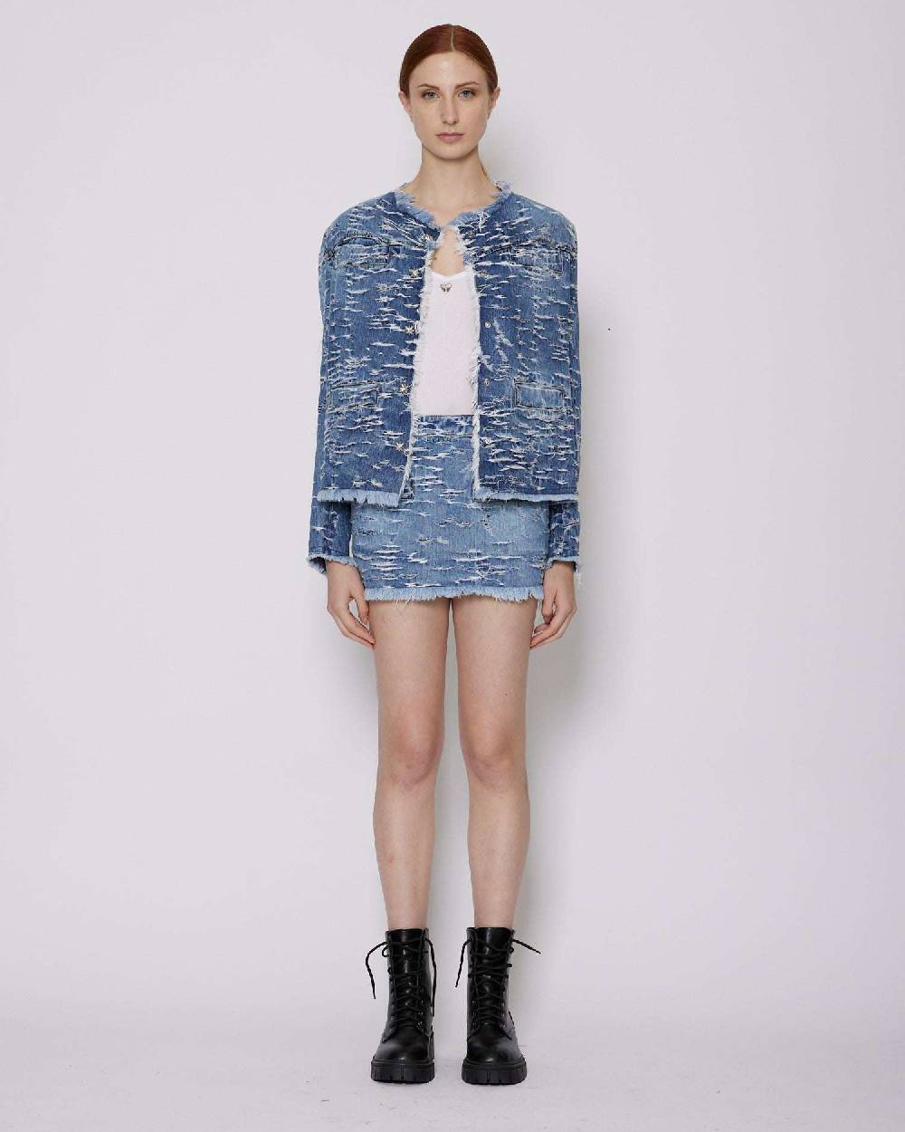 John Richmond Giacca in denim con pattern effetto used