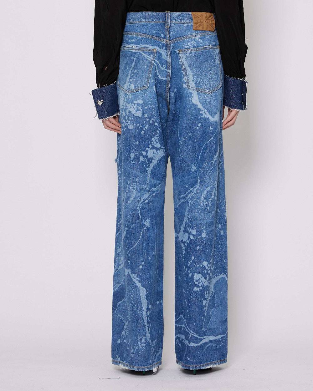 John Richmond Jeans Gamba Larga Con Strappi Sul Davanti