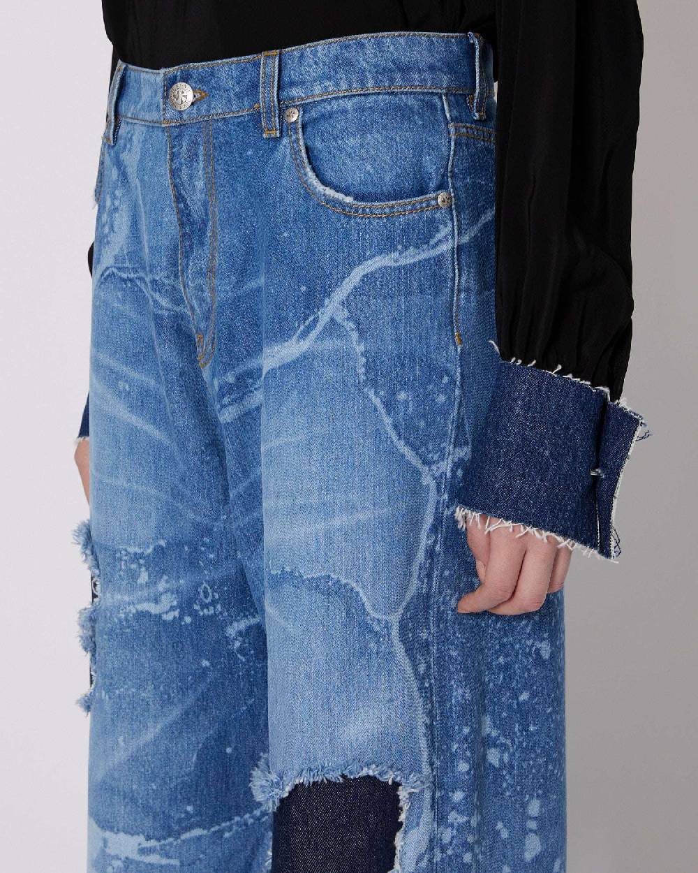 John Richmond Jeans Gamba Larga Con Strappi Sul Davanti