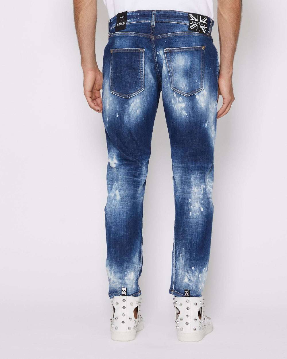 John Richmond Jeans Slim Con Strappi Sul Davanti Bleaching Effect