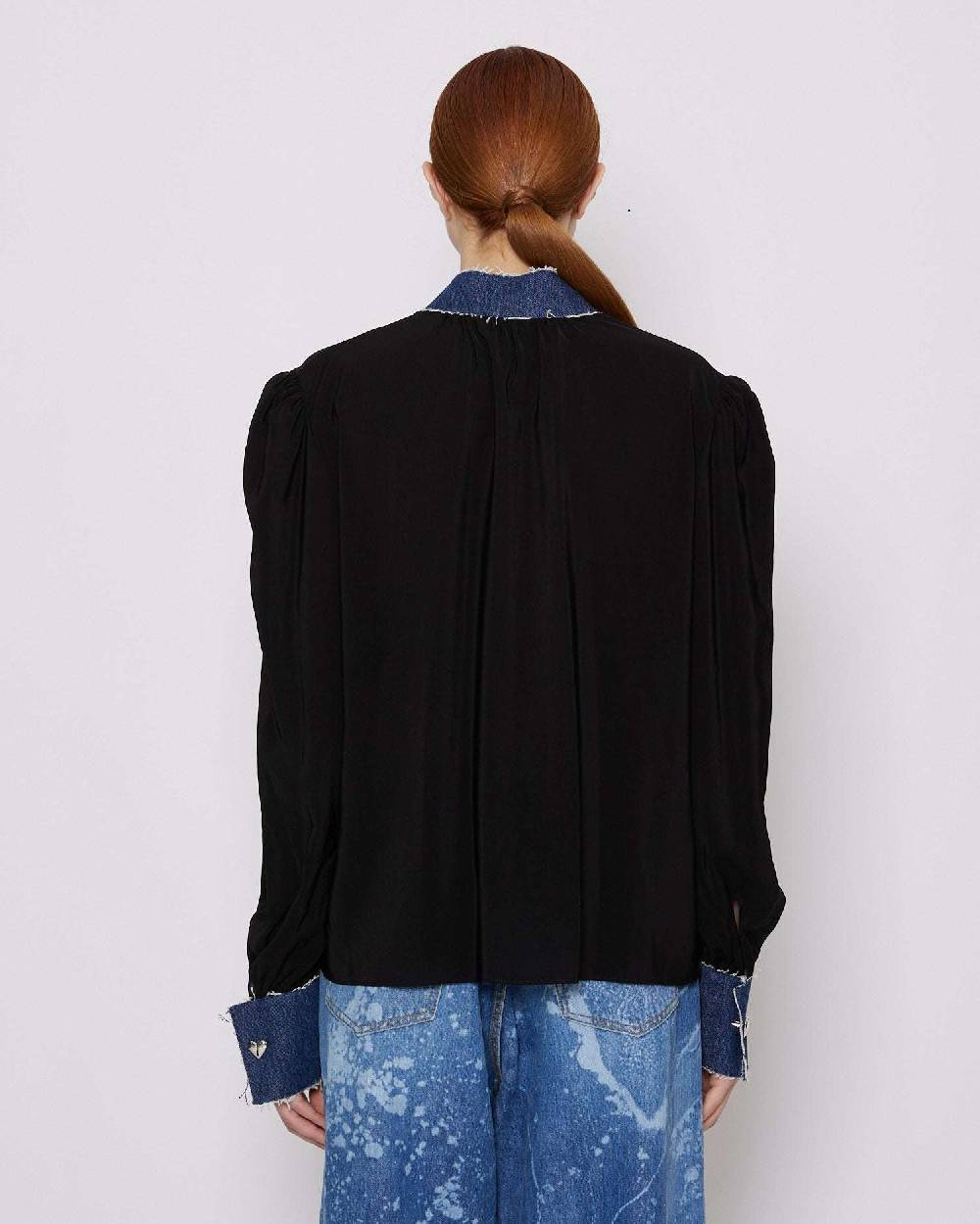 John Richmond Blusa Con Applicazioni In Denim