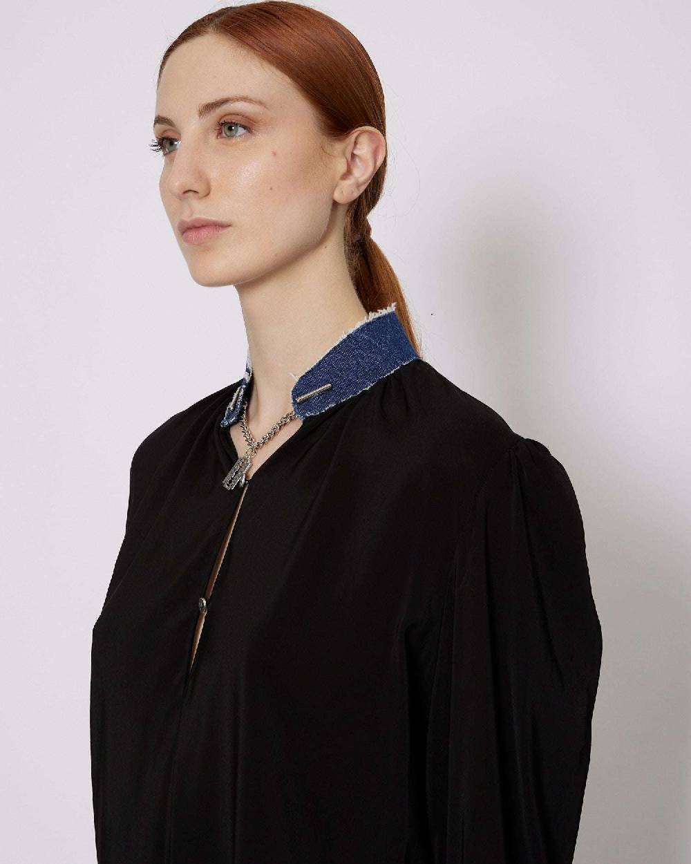 John Richmond Blusa Con Applicazioni In Denim