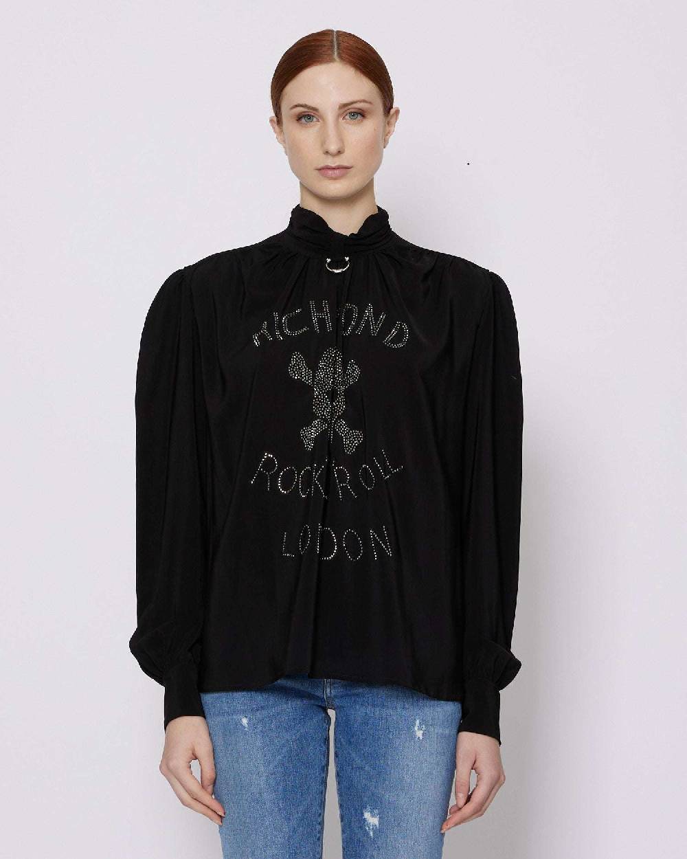 John Richmond Blusa Con Grafica Sul Davanti