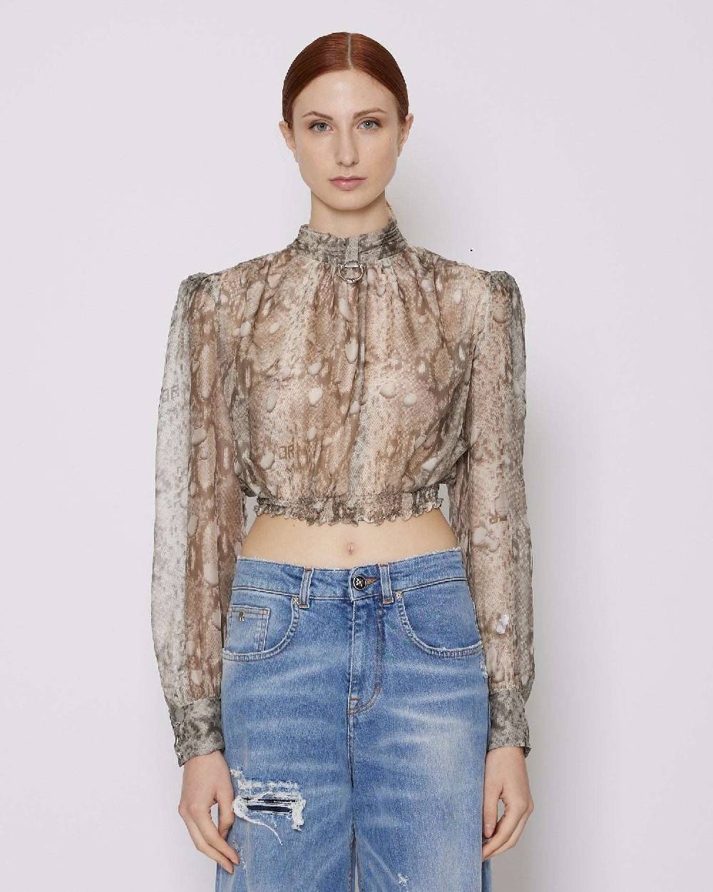 John Richmond Blusa Crop Con Pattern