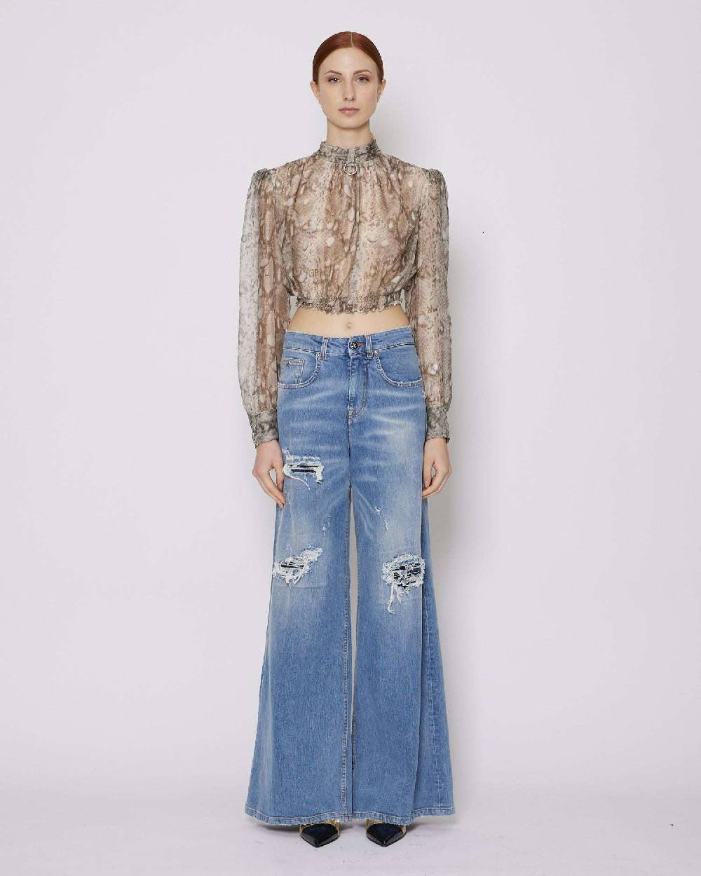 John Richmond Blusa crop con pattern