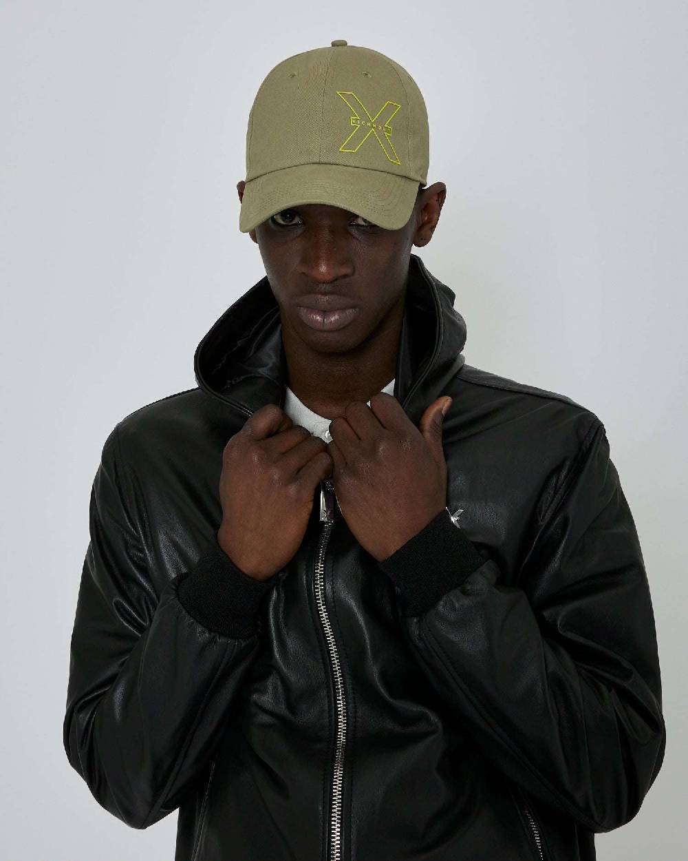 John Richmond Bomber In Pelle Con Cappuccio