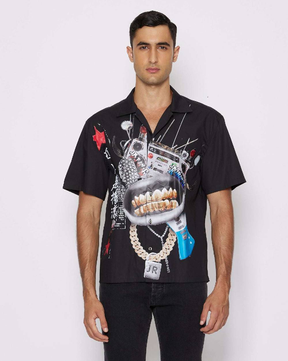 John Richmond Camicia Con Grafica Sul Davanti