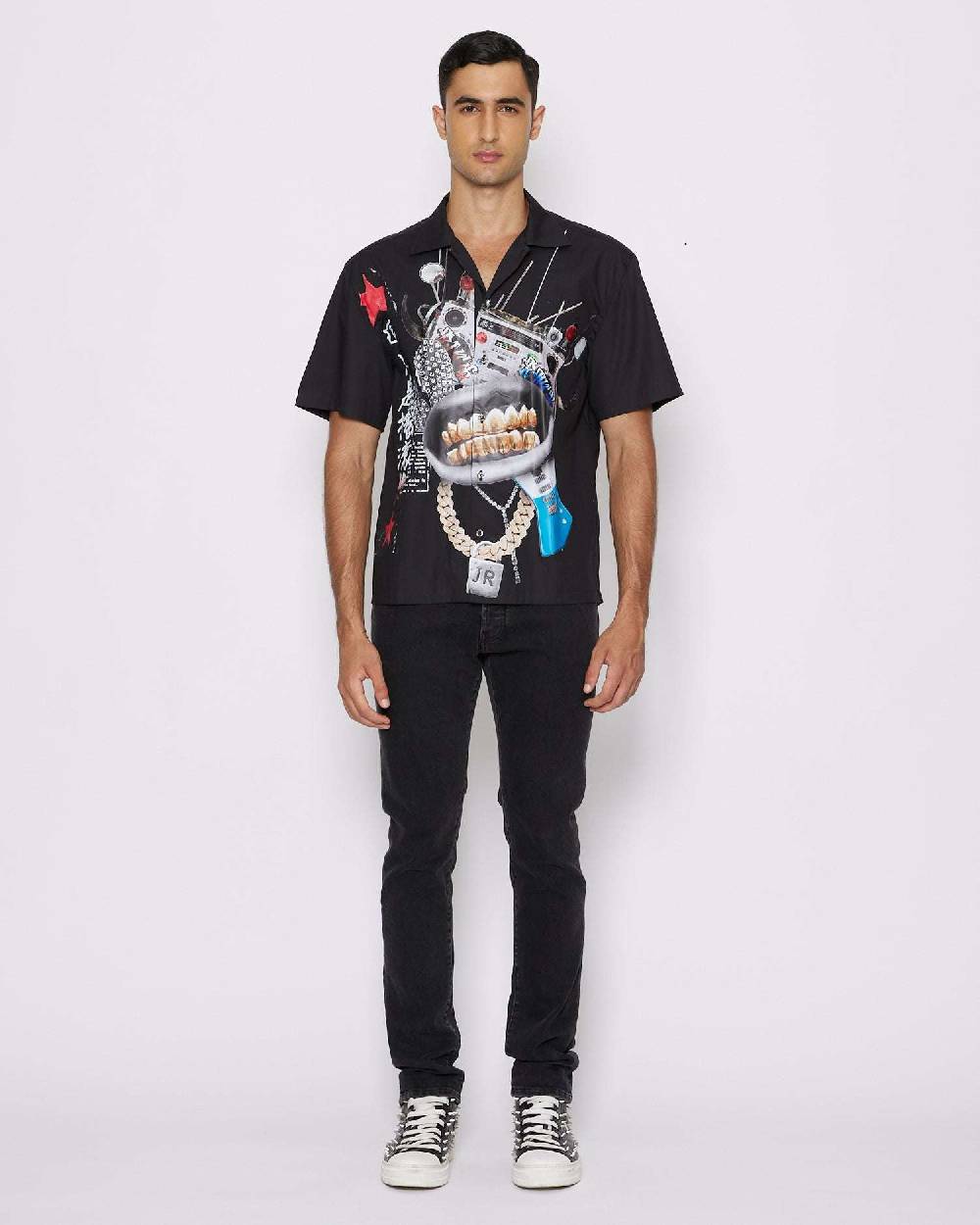 John Richmond Camicia con grafica sul davanti