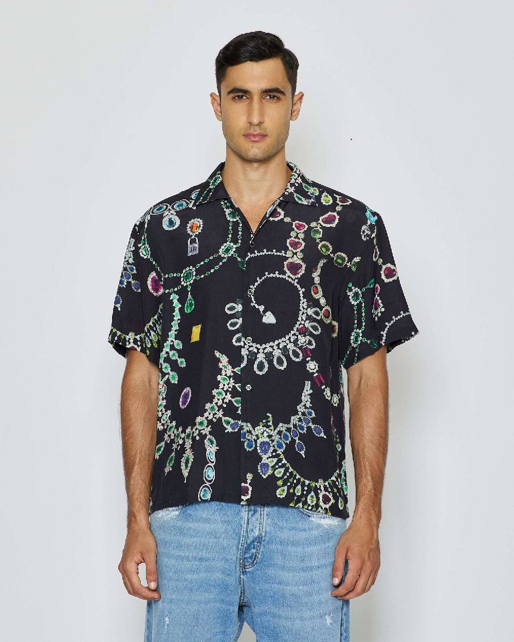 John Richmond Camicia Con Pattern Tone Sur Tone