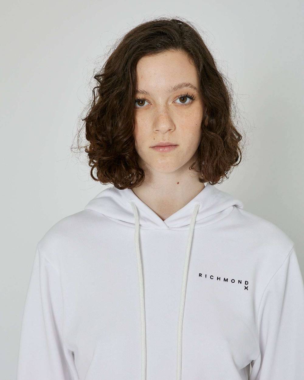 John Richmond Felpa Crop Con Cappuccio E Logo