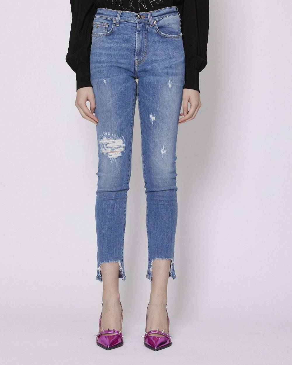 John Richmond Jeans Crop Con Lacerazioni