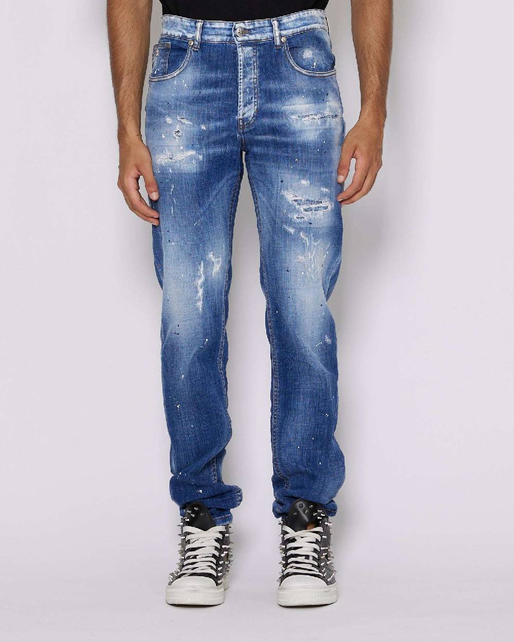 John Richmond Jeans Slim Con Strappi Sul Davanti