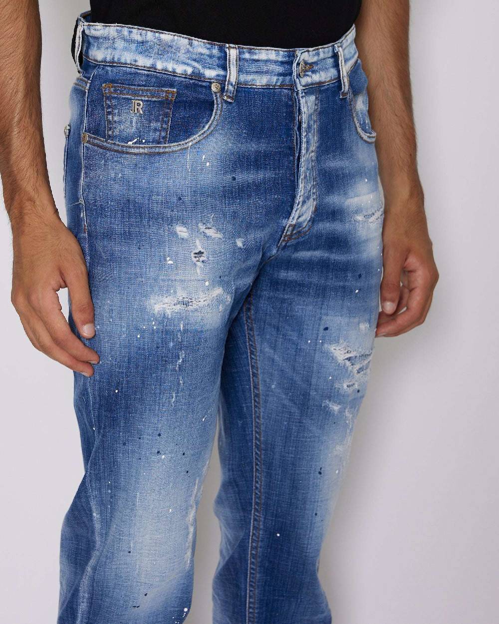 John Richmond Jeans Slim Con Strappi Sul Davanti