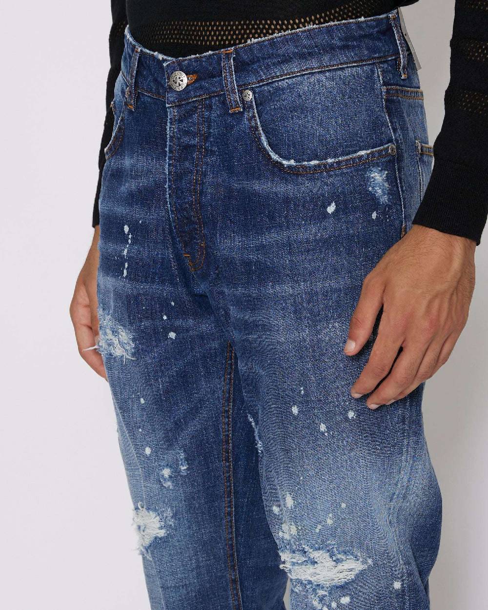 John Richmond Jeans Slim Con Strappi Sul Davanti