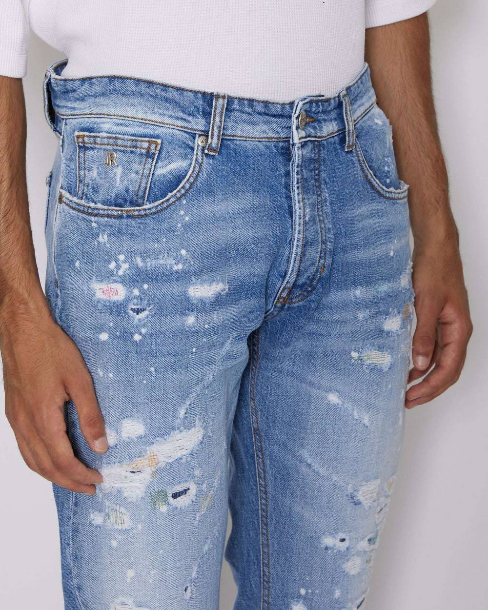 John Richmond Jeans Slim Con Strappi Sul Davanti