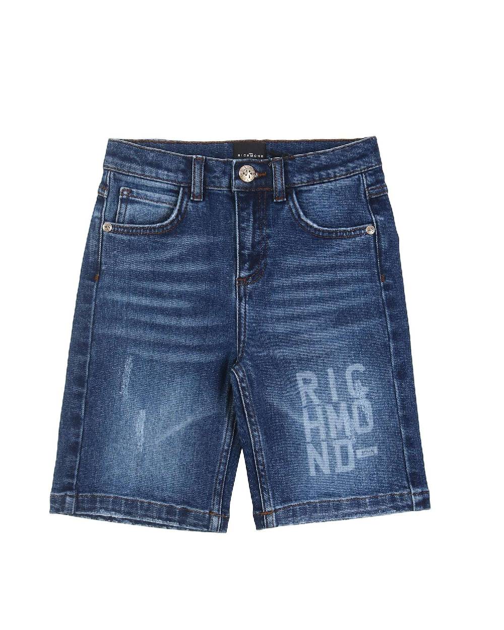 John Richmond kids Bermuda in denim con logo