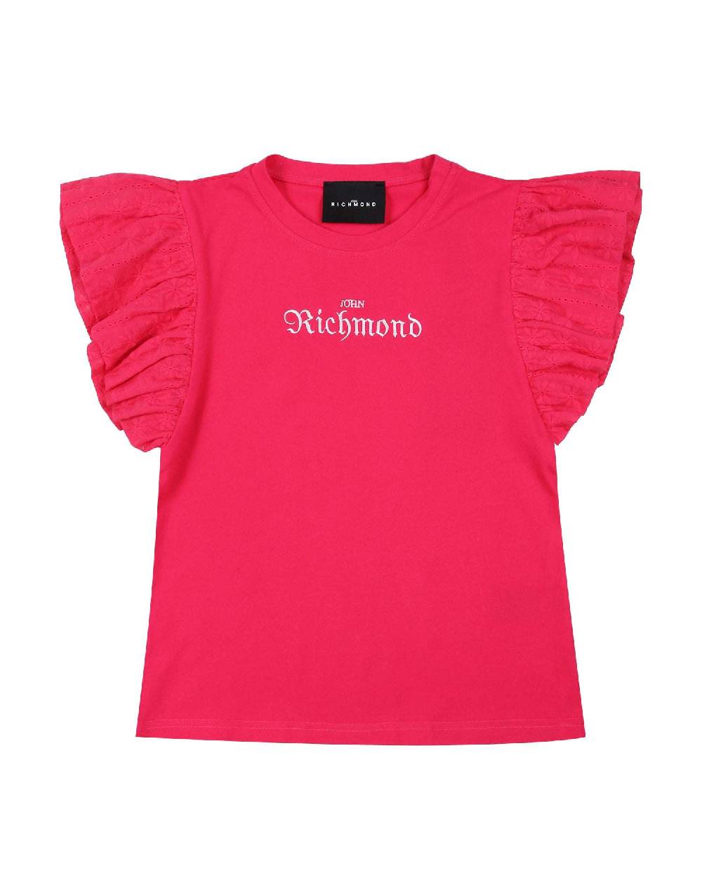John Richmond kids T-shirt con volant ricamati