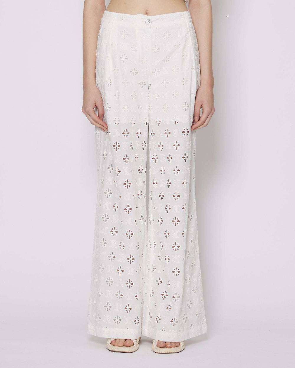 John Richmond Pantaloni Con Ricamo Tono Su Tono