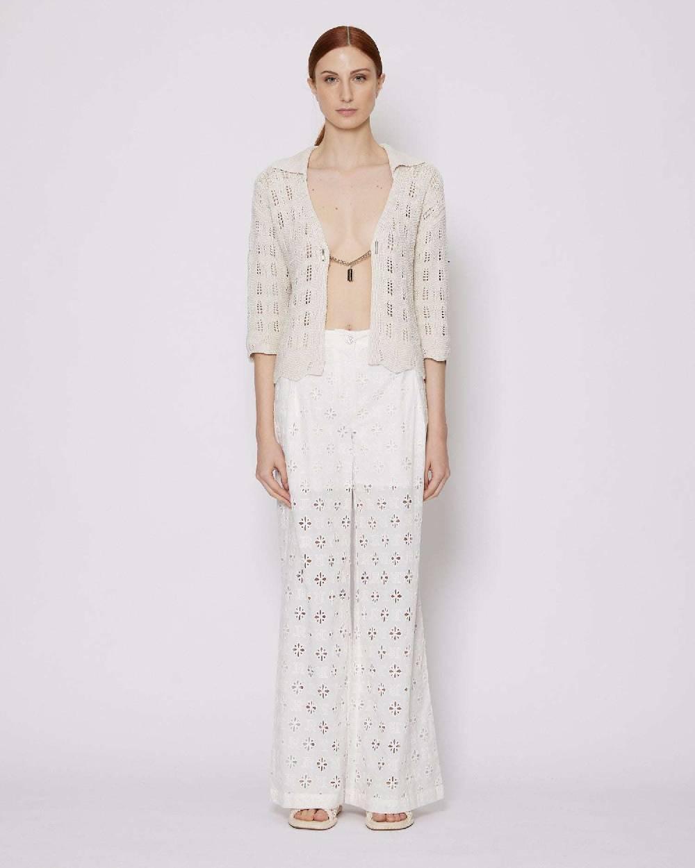 John Richmond Pantaloni con ricamo tono su tono