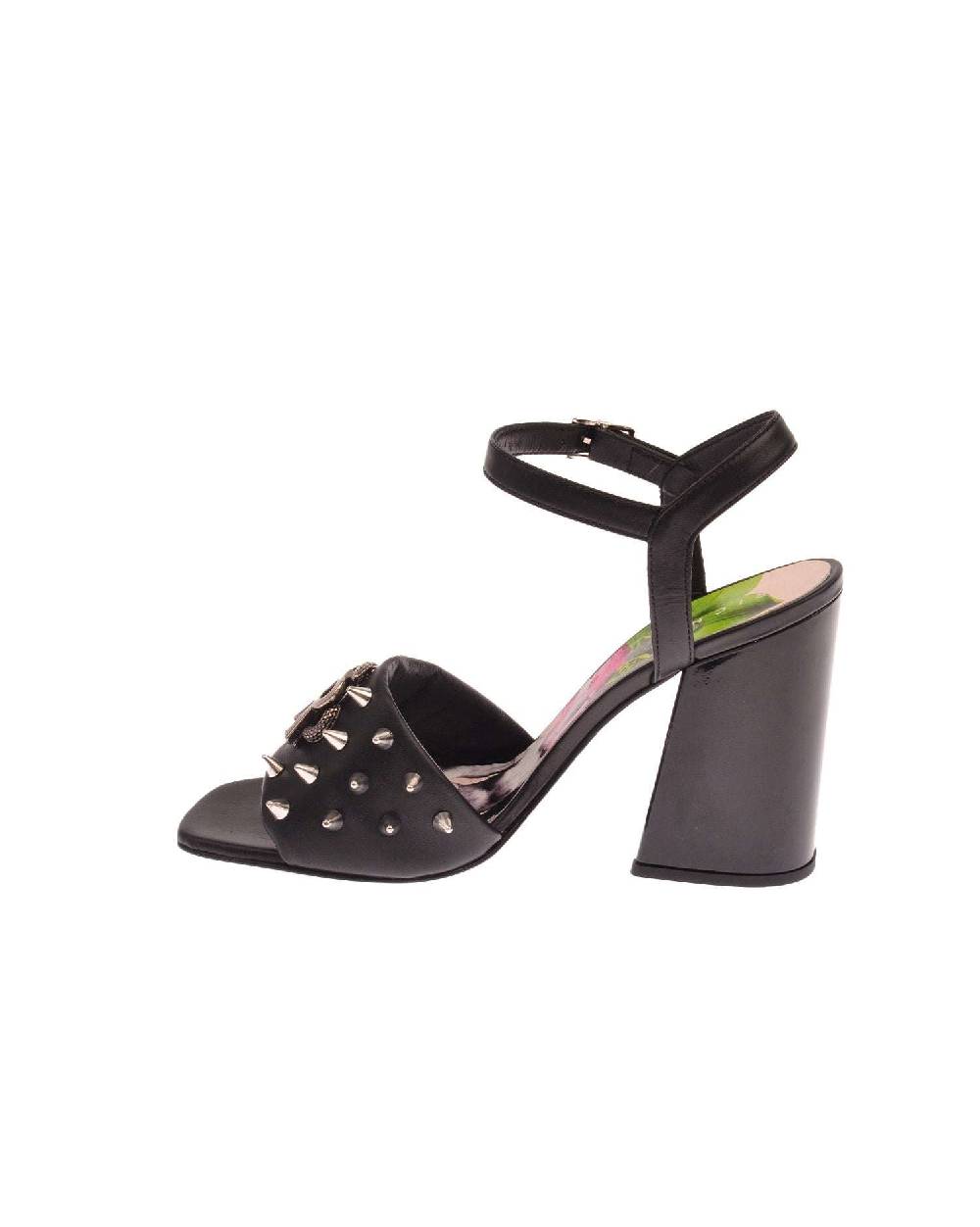 John Richmond Sandalo Con Fascia Borchiata E Logo