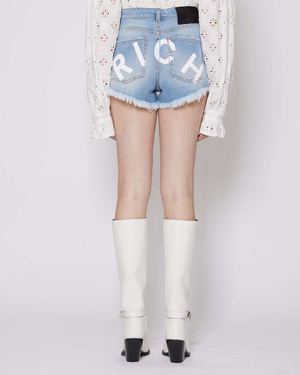 John Richmond Shorts "RICH" A Vita Alta In Denim