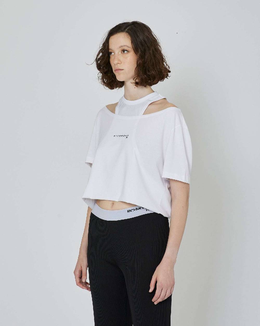 John Richmond T-shirt Crop Con Logo Stampato