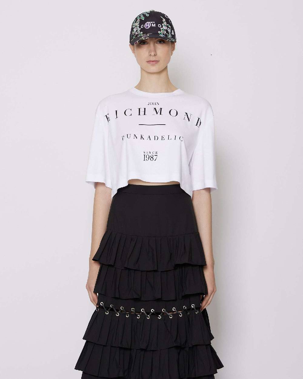 John Richmond T-shirt Cropped Con Logo Sul Davanti