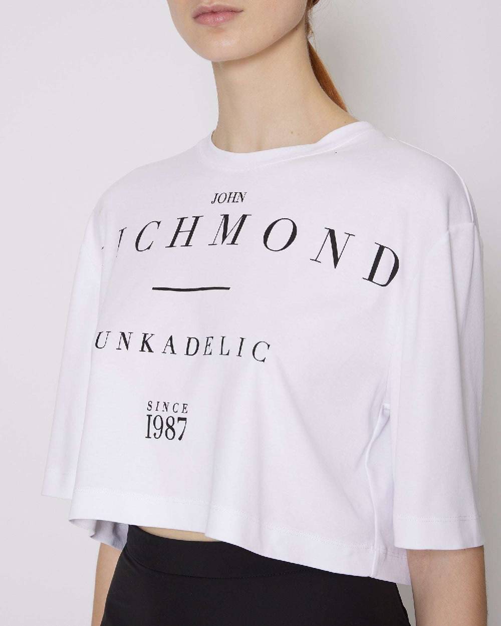 John Richmond T-shirt Cropped Con Logo Sul Davanti