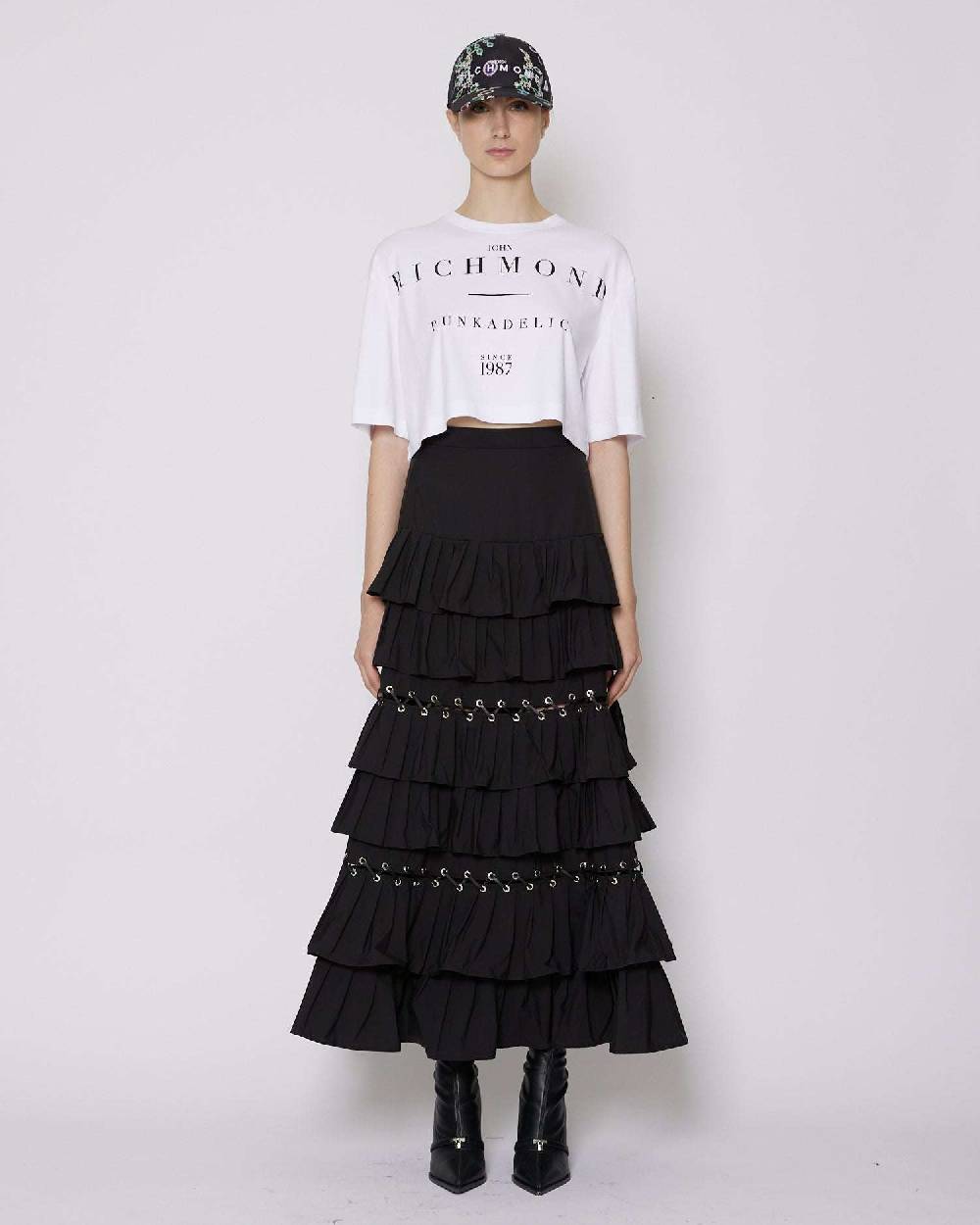 John Richmond T-shirt cropped con logo sul davanti
