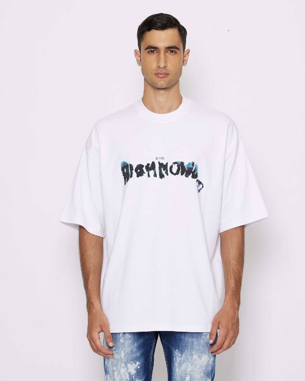 John Richmond T-shirt Over Con Logo Sul Davanti