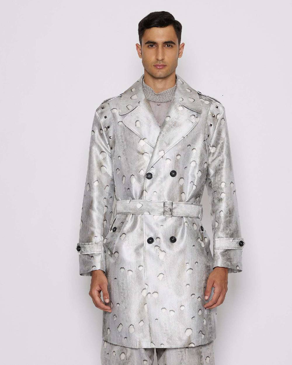 John Richmond Trench Con Motivo Ton Sur Tone