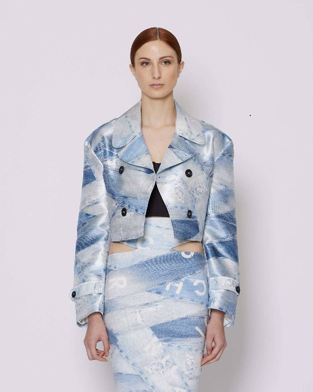 John Richmond Trench Crop Doppiopetto Con Pattern